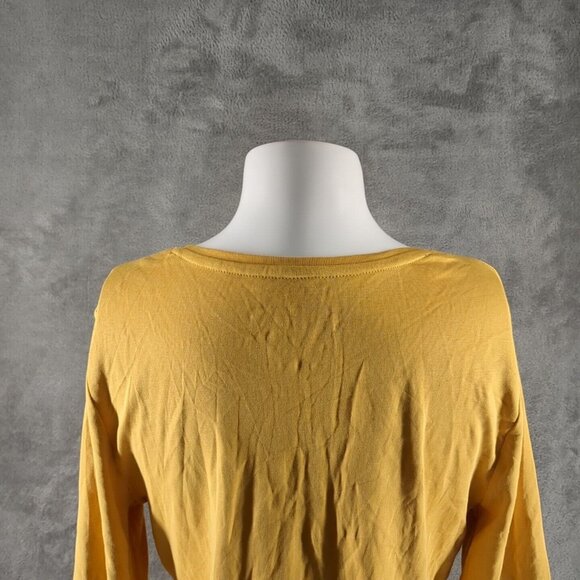 NWT CHARTER CLUB Women Top L(12-14) 100% Pima Cotton Yellow Pullover - Picture 8 of 10